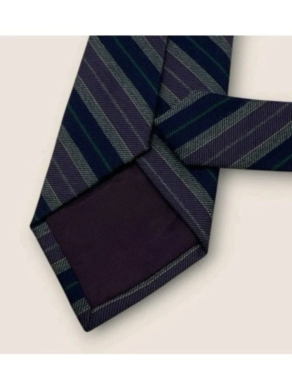 POLO RALPH LAUREN Wool Silk Tie USA Navy Purple Gray Striped W:3.1